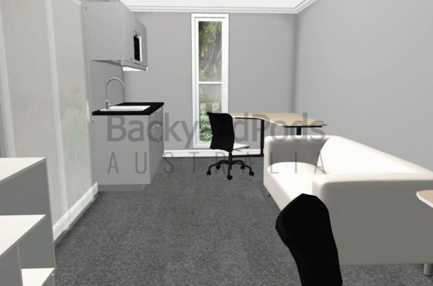 Home office studio for two - 3m x 6m backyard pod with IKEA fit out