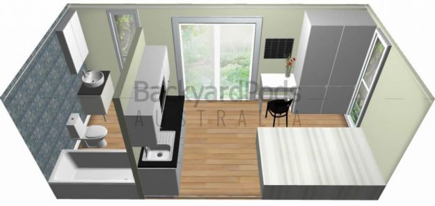 Self-contained backyard cabin 3m x 6m with IKEA fit out
