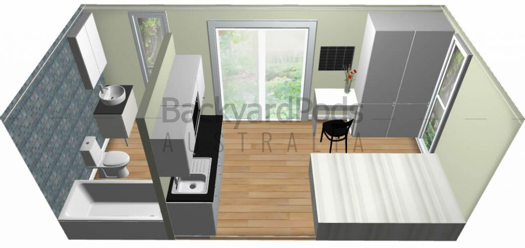 Self-contained backyard cabin 3m x 6m with IKEA fit out