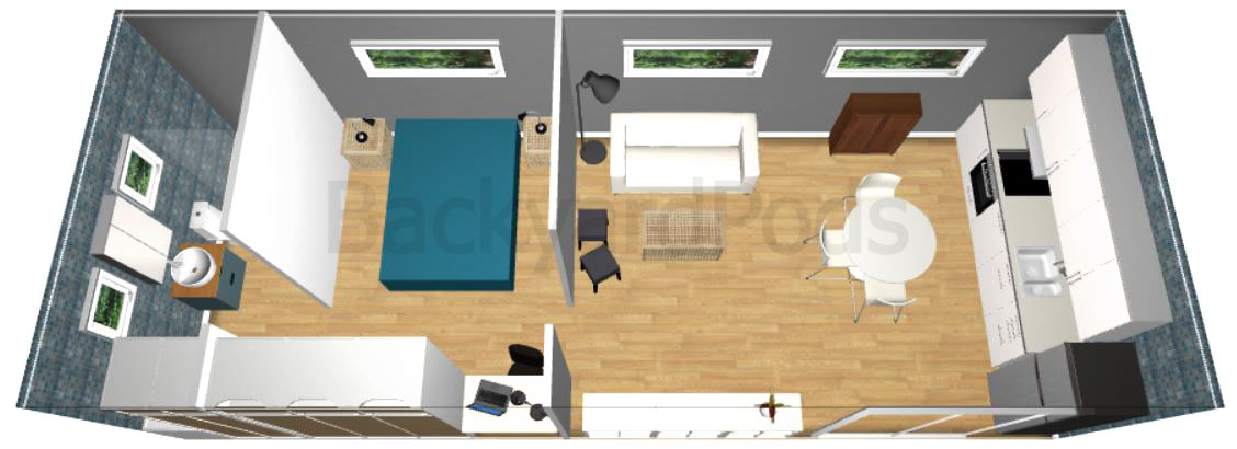 Laurie garden flat - 1BR-4mx10m-03 "Laurie" - FSC 1BR garden flat 4m x 10m - top view