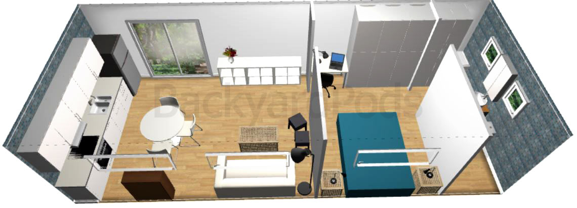 Laurie garden flat - 1BR-4mx10m-04 "Laurie" - FSC 1BR garden flat 4m x 10m -top/back view
