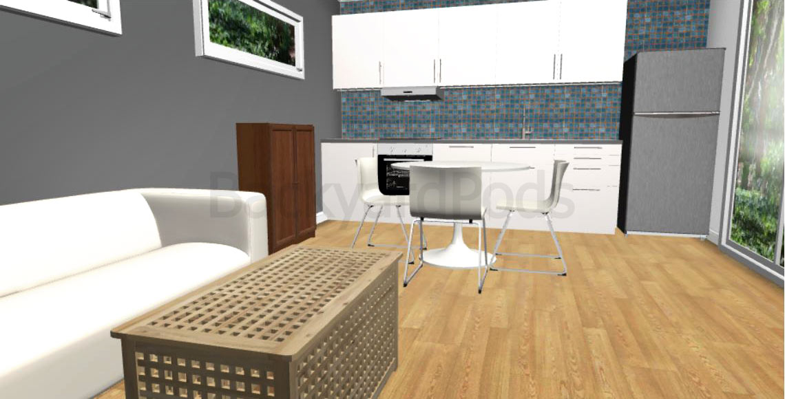Laurie garden flat - 1BR-4mx10m-06 "Laurie" - FSC 1BR garden flat 4m x 10m- kitchen and living room area