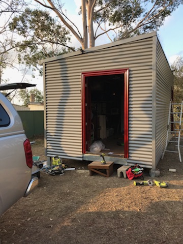 DIY Backyard Pod storage shed project - door frame done