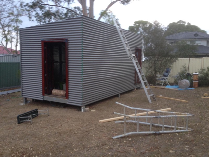 DIY Backyard Pod storage shed project - sheeting