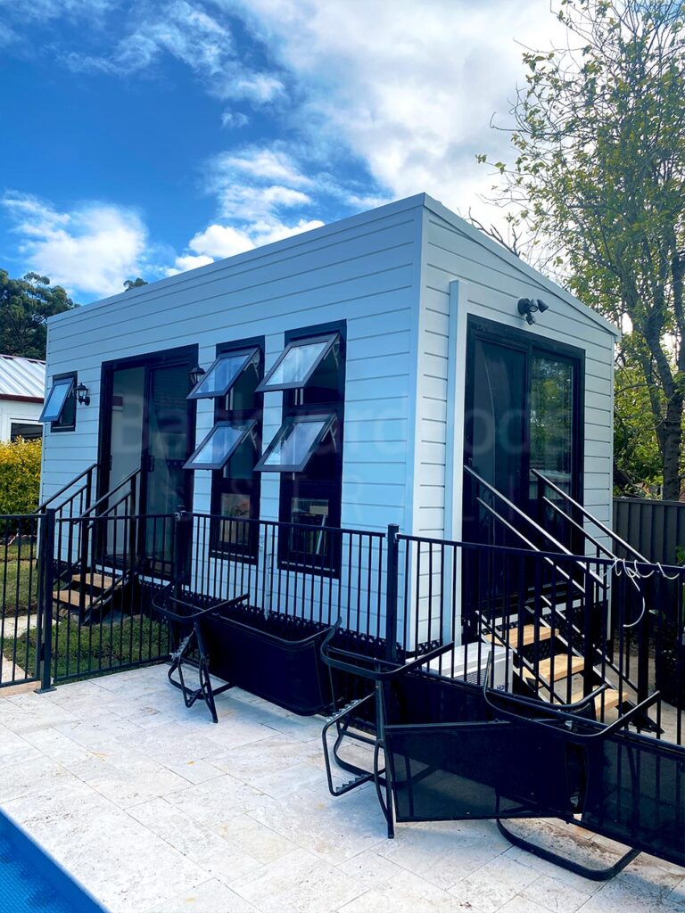 Contemporary poolside guest cabin with ensuite 3m x 6m at Seven Hills, Sydney NSW
